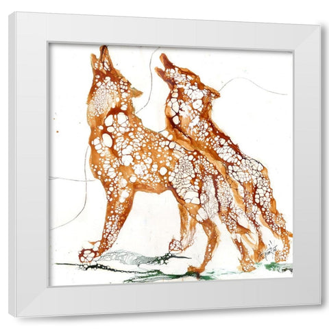 Cellular Wolves2 White Modern Wood Framed Art Print by Art by Leslie Franklin