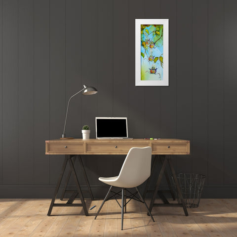 Free Falling White Modern Wood Framed Art Print by Art by Leslie Franklin