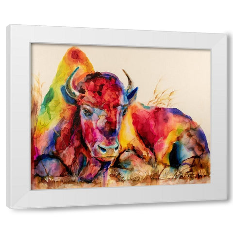 Herd It Was Naptime White Modern Wood Framed Art Print by Art by Leslie Franklin