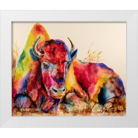 Herd It Was Naptime White Modern Wood Framed Art Print by Art by Leslie Franklin