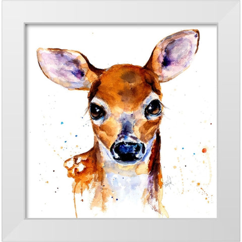 Nursery Fawn White Modern Wood Framed Art Print by Art by Leslie Franklin