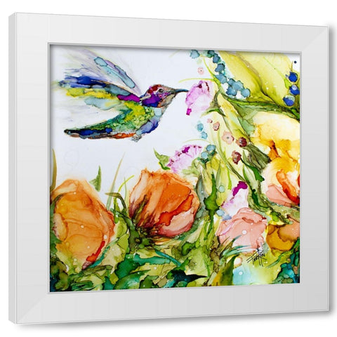 Samplinga White Modern Wood Framed Art Print by Art by Leslie Franklin