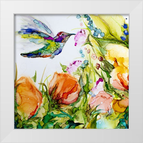 Samplinga White Modern Wood Framed Art Print by Art by Leslie Franklin