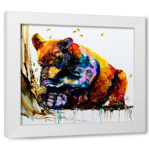 Show Me The Honey White Modern Wood Framed Art Print by Art by Leslie Franklin