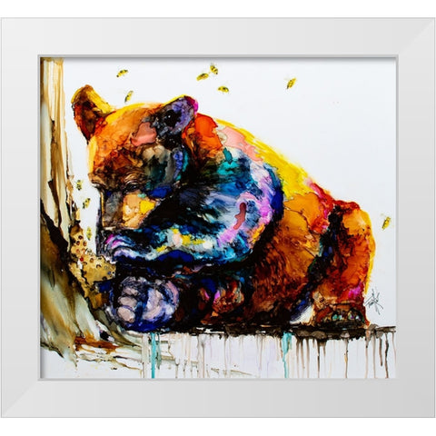 Show Me The Honey White Modern Wood Framed Art Print by Art by Leslie Franklin