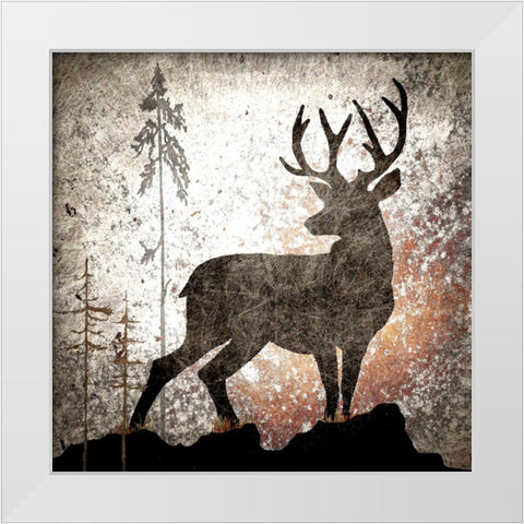 Calling Deer White Modern Wood Framed Art Print by LightBoxJournal