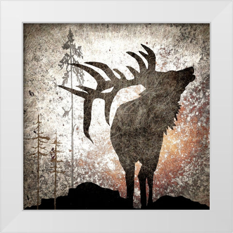 Calling Elk White Modern Wood Framed Art Print by LightBoxJournal