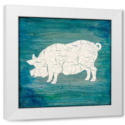 Farm Pig White Modern Wood Framed Art Print by LightBoxJournal