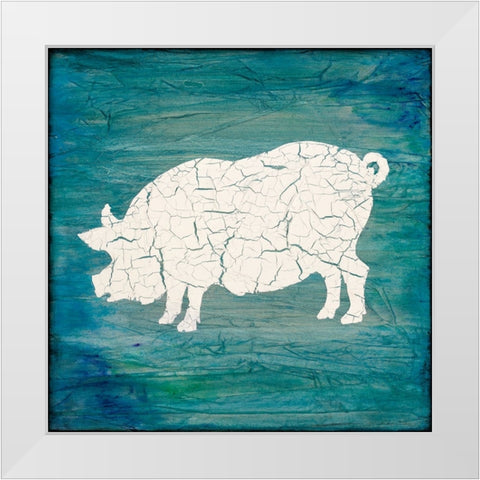 Farm Pig White Modern Wood Framed Art Print by LightBoxJournal