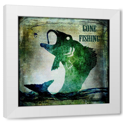 Gone Fishing White Modern Wood Framed Art Print by LightBoxJournal