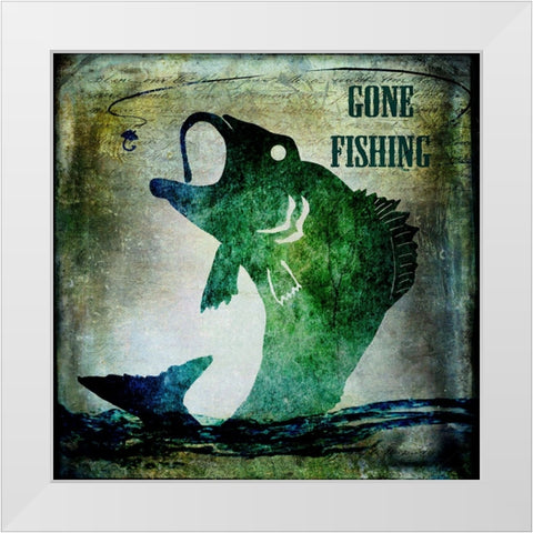Gone Fishing White Modern Wood Framed Art Print by LightBoxJournal