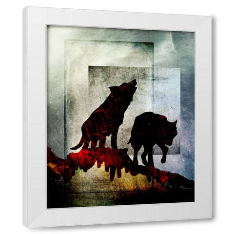 Pair Of Wolves White Modern Wood Framed Art Print by LightBoxJournal