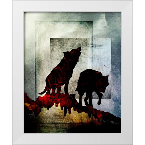 Pair Of Wolves White Modern Wood Framed Art Print by LightBoxJournal