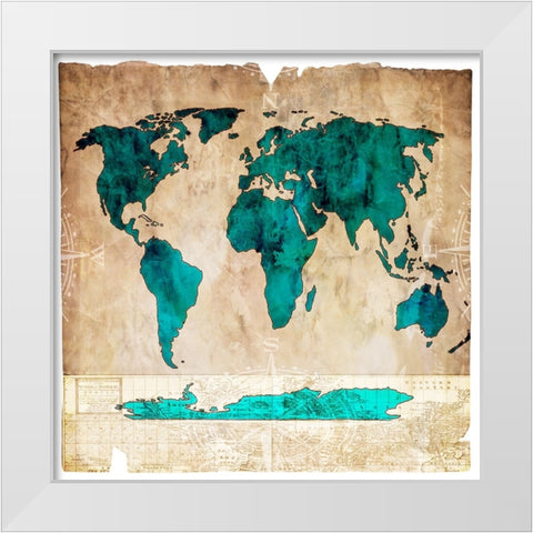 Sea Map I White Modern Wood Framed Art Print by LightBoxJournal