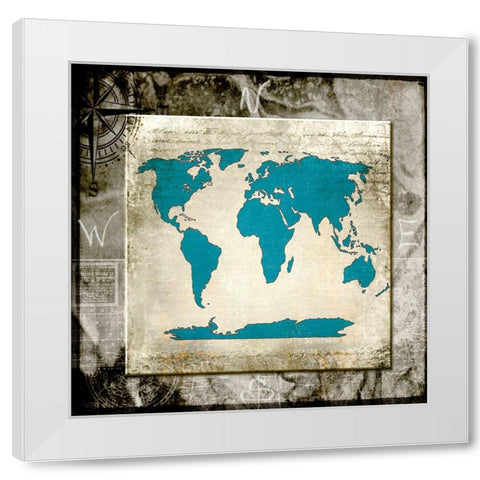 Sea Map II White Modern Wood Framed Art Print by LightBoxJournal