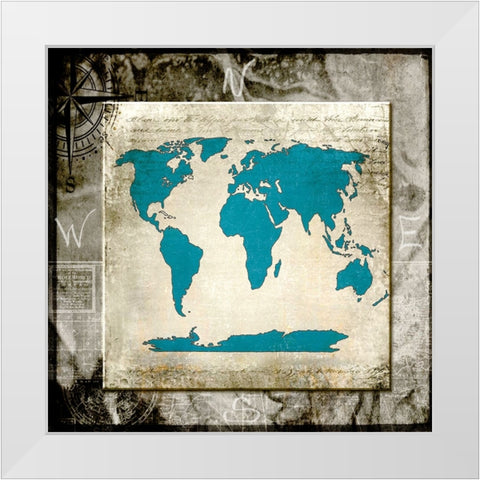 Sea Map II White Modern Wood Framed Art Print by LightBoxJournal