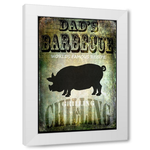 Dads BBQ White Modern Wood Framed Art Print by LightBoxJournal
