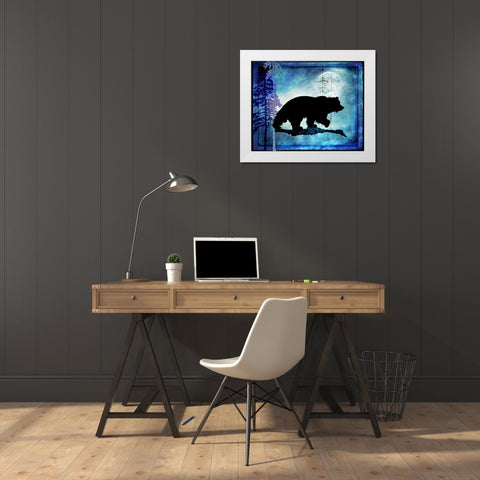 Midnight Bear White Modern Wood Framed Art Print by LightBoxJournal