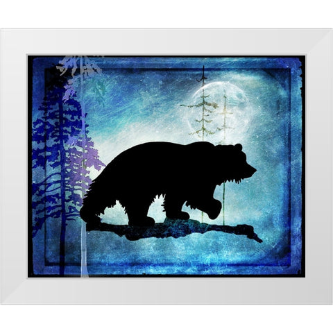 Midnight Bear White Modern Wood Framed Art Print by LightBoxJournal