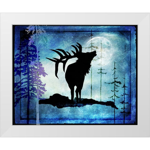Midnight Elk White Modern Wood Framed Art Print by LightBoxJournal