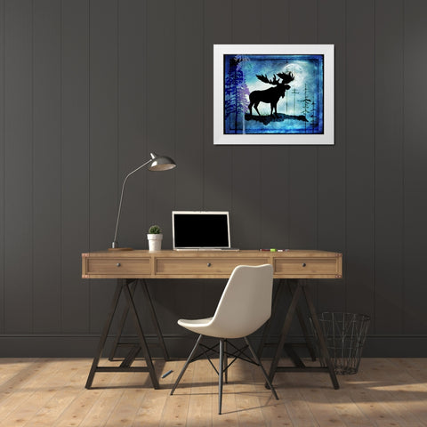 Midnight Moose White Modern Wood Framed Art Print by LightBoxJournal