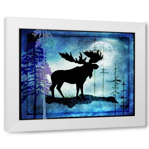 Midnight Moose White Modern Wood Framed Art Print by LightBoxJournal