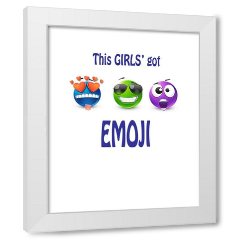 This Girls Got Emoji White Modern Wood Framed Art Print by LightBoxJournal