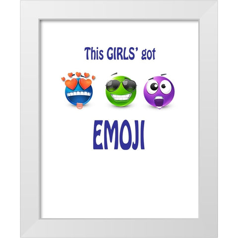 This Girls Got Emoji White Modern Wood Framed Art Print by LightBoxJournal