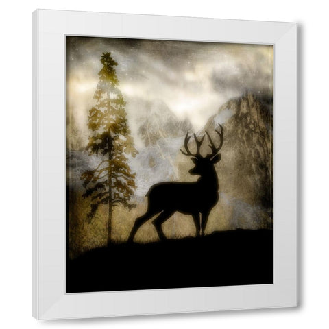 Mystic Deer White Modern Wood Framed Art Print by LightBoxJournal