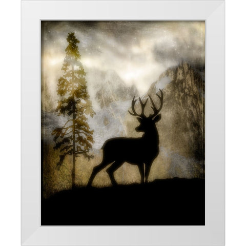 Mystic Deer White Modern Wood Framed Art Print by LightBoxJournal