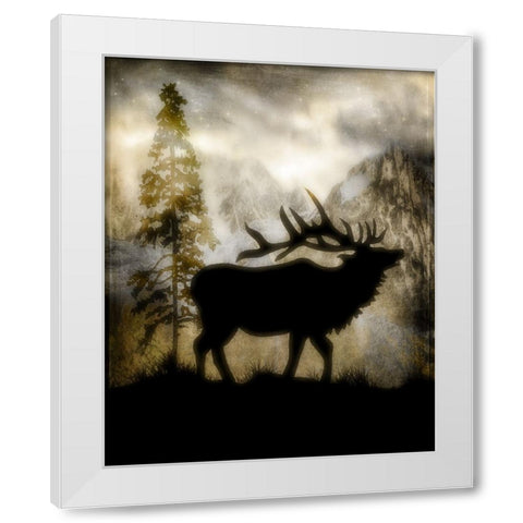 Mystic Elk White Modern Wood Framed Art Print by LightBoxJournal