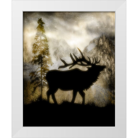 Mystic Elk White Modern Wood Framed Art Print by LightBoxJournal