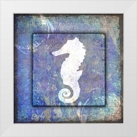 Beach House Sea Horse White Modern Wood Framed Art Print by LightBoxJournal
