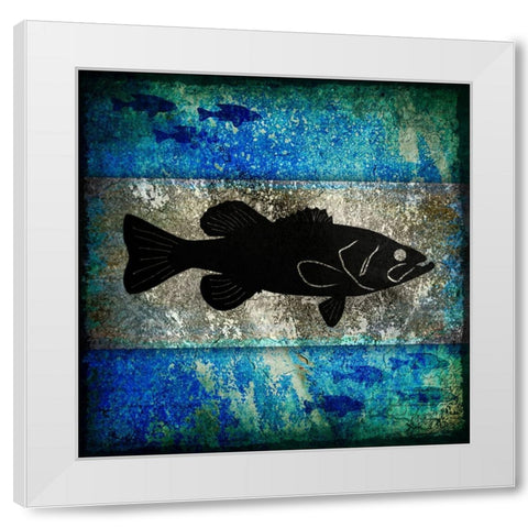 Fishing Rules Bass White Modern Wood Framed Art Print by LightBoxJournal