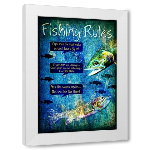 Fishing Rules White Modern Wood Framed Art Print by LightBoxJournal