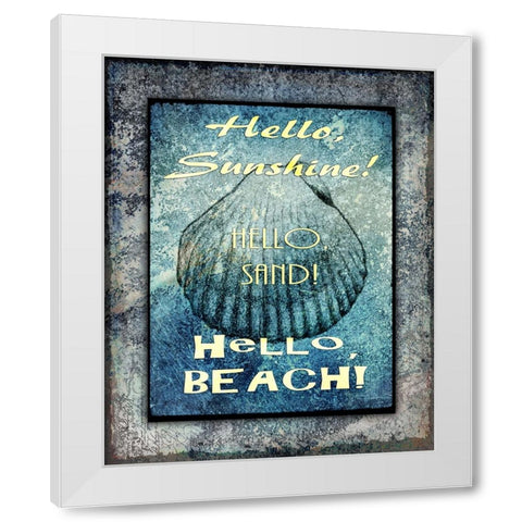 Hello Beach White Modern Wood Framed Art Print by LightBoxJournal
