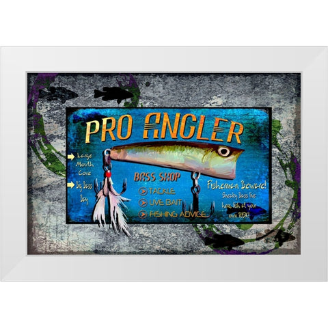 Fishing - Bass Lure Poppy Sign White Modern Wood Framed Art Print by LightBoxJournal