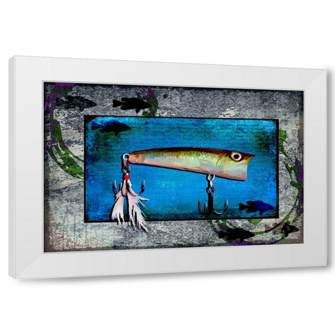 Fishing - Bass Lure Poppy White Modern Wood Framed Art Print by LightBoxJournal