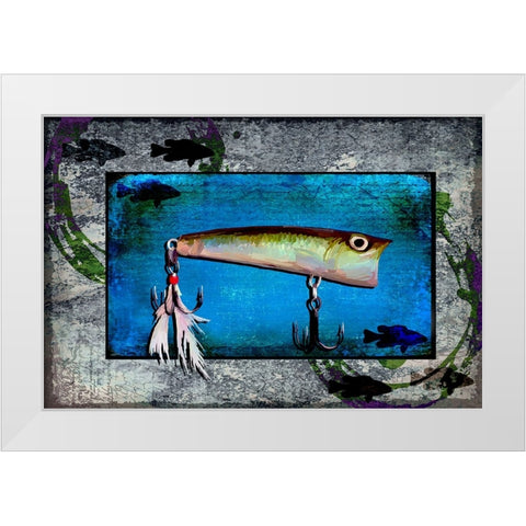 Fishing - Bass Lure Poppy White Modern Wood Framed Art Print by LightBoxJournal