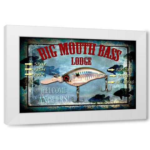 Fishing - Big Mouth Lodge White Modern Wood Framed Art Print by LightBoxJournal