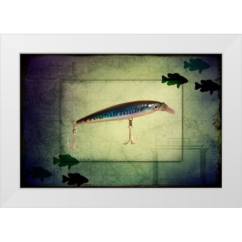 Fishing - Deep Blue White Modern Wood Framed Art Print by LightBoxJournal
