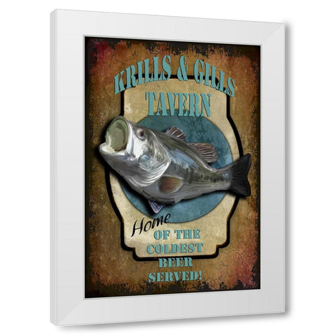Krills And Gills Tavern White Modern Wood Framed Art Print by LightBoxJournal