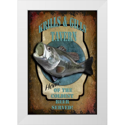 Krills And Gills Tavern White Modern Wood Framed Art Print by LightBoxJournal