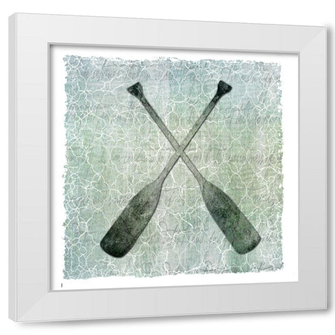 Life Is Better At The Lake Oars 2 White Modern Wood Framed Art Print by LightBoxJournal