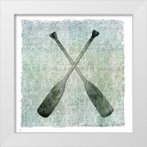 Life Is Better At The Lake Oars 2 White Modern Wood Framed Art Print by LightBoxJournal
