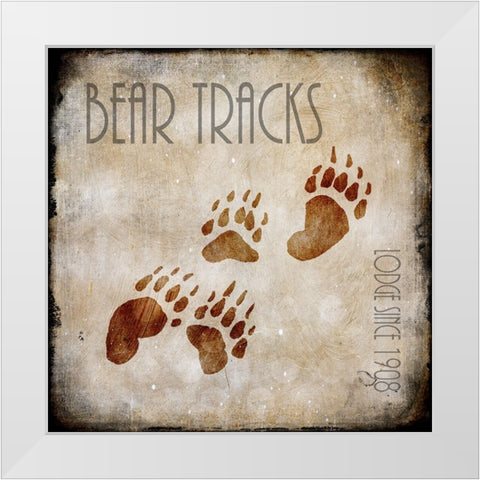 Moose Lodge 2 - Bear Tracks White Modern Wood Framed Art Print by LightBoxJournal