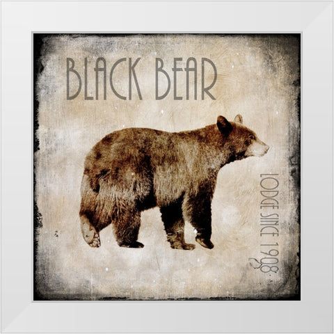 Moose Lodge 2 - Black Bear White Modern Wood Framed Art Print by LightBoxJournal