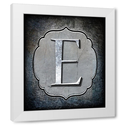 Letter E White Modern Wood Framed Art Print by LightBoxJournal