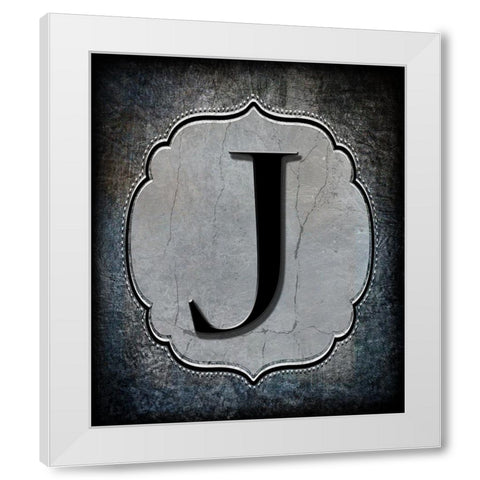 Letter J White Modern Wood Framed Art Print by LightBoxJournal