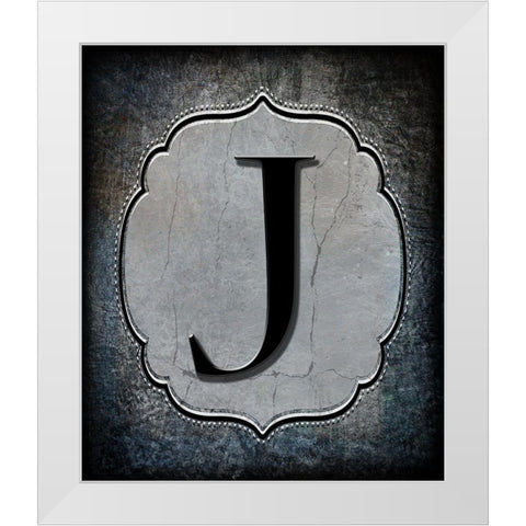 Letter J White Modern Wood Framed Art Print by LightBoxJournal